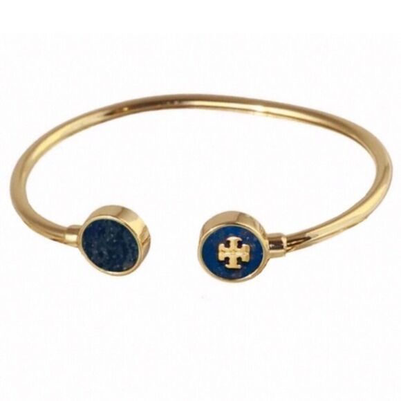 NWT Tory Burch Gold Kira Semi-Precious Cuff Bracelet, Blue Lapis